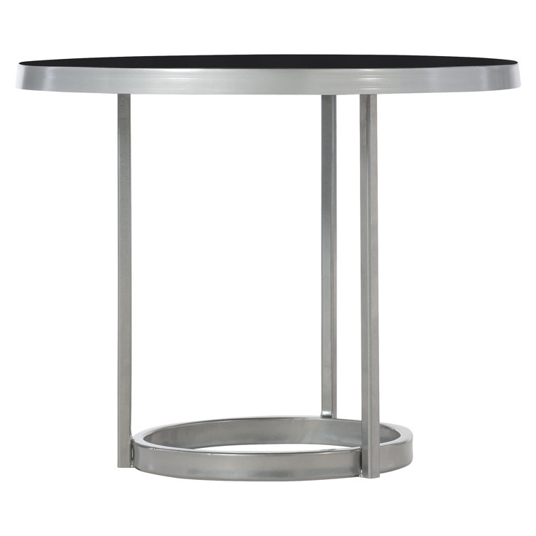 Black and Silver Round Metal Coffee Table with Storage