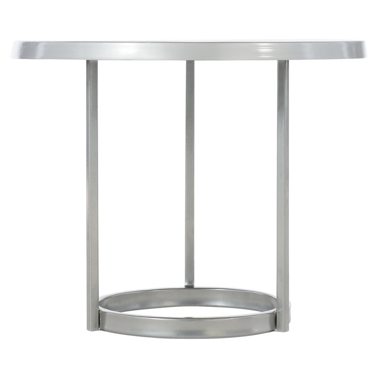 Black and Silver Round Metal Coffee Table with Storage