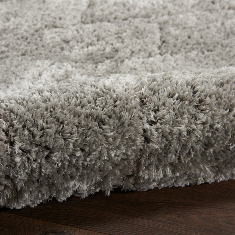 Gray Chevron Pattern Shag Area Rug 5'3" x 7'3"