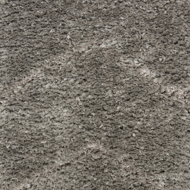 Gray Chevron Pattern Shag Area Rug 5'3" x 7'3"