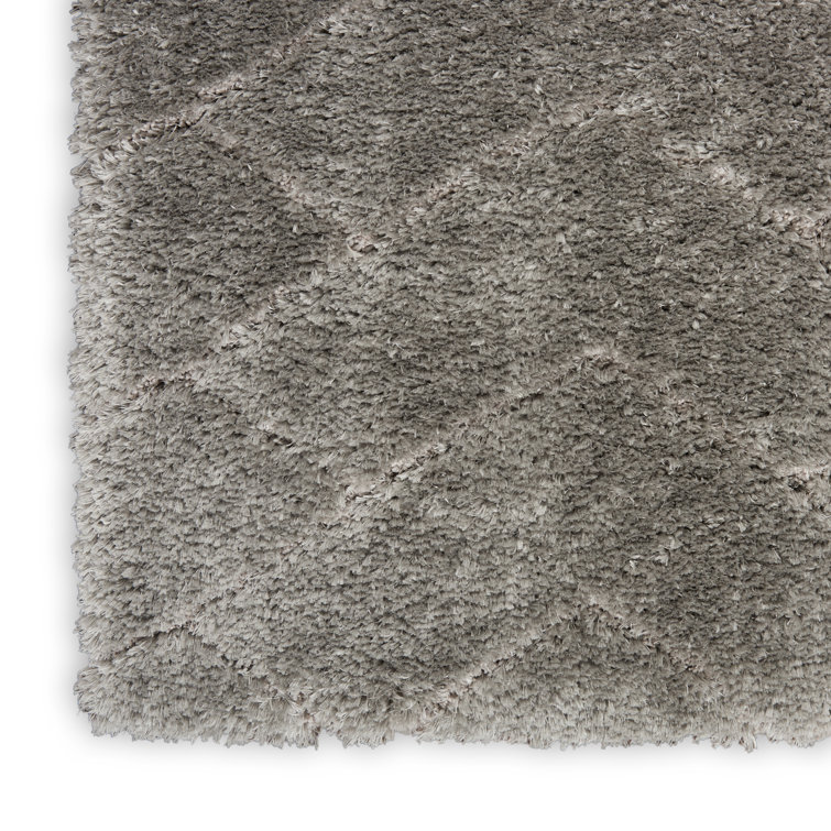 Gray Chevron Pattern Shag Area Rug 5'3" x 7'3"