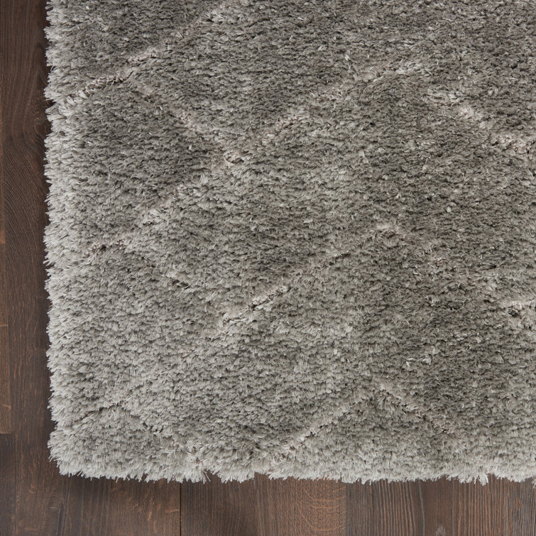 Gray Chevron Pattern Shag Area Rug 5'3" x 7'3"