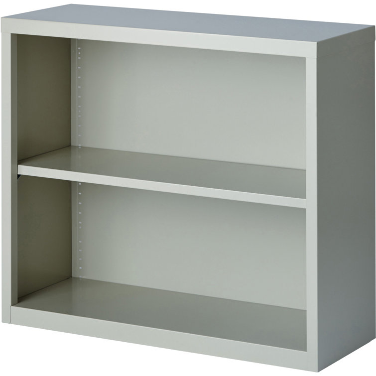 Light Gray Adjustable Steel 2-Shelf Bookcase