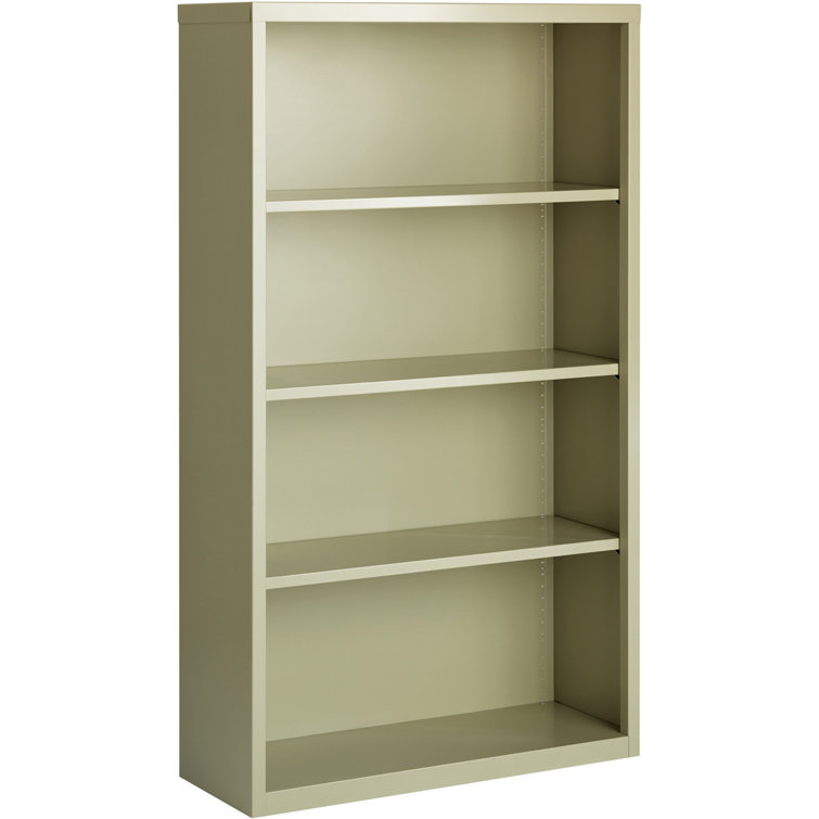 Adjustable Black Steel 4-Shelf Bookcase with Powder-Coat Finish