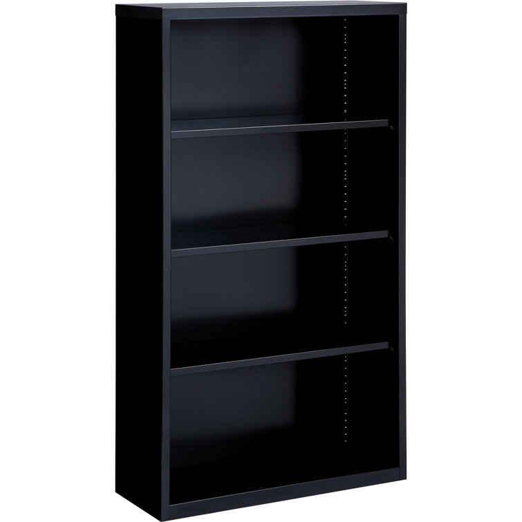 Adjustable Black Steel 4-Shelf Bookcase - 60" H x 35" W
