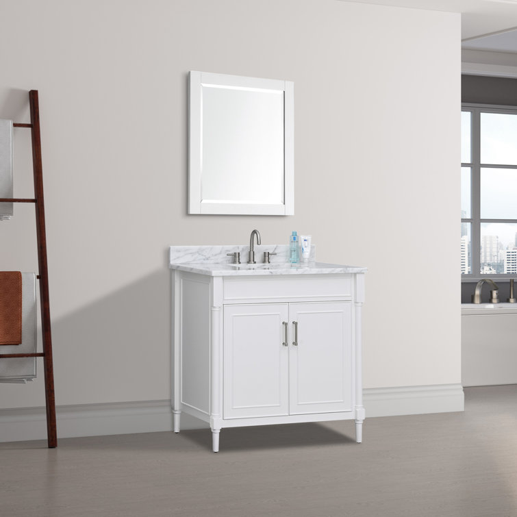 Selene 37'' Elegant White Single Freestanding Bathroom Vanity