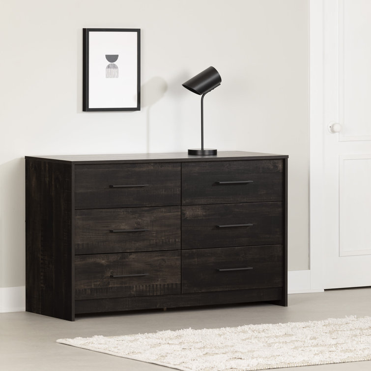 Londen Rubbed Black 6-Drawer Industrial Double Dresser