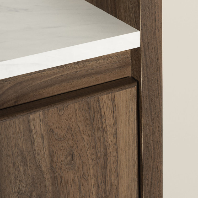 Elegant 6-Drawer Double Dresser in Natural Walnut with Brass Accents
