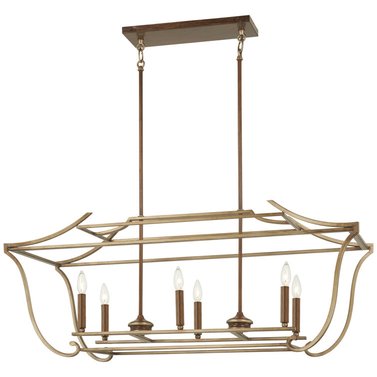 Magnolia Manor Pale Gold & Distressed Bronze 6-Light Crystal Chandelier