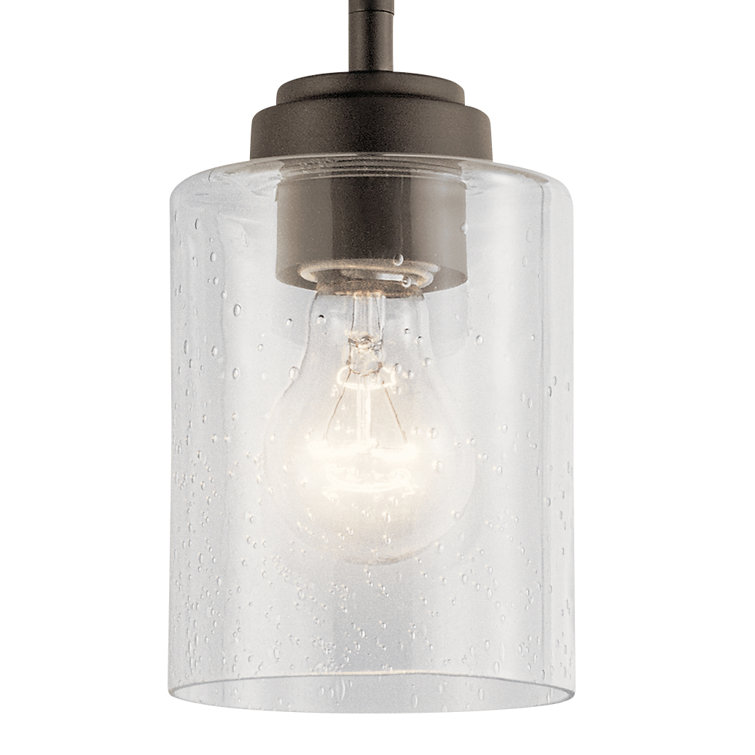 Winslow Olde Bronze Mini Pendant with Clear Seeded Glass
