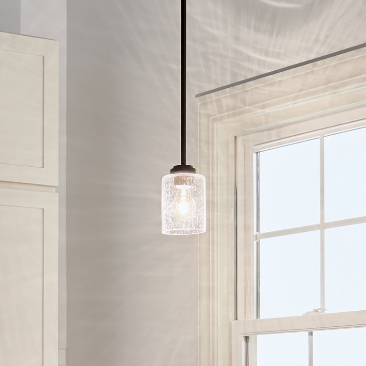 Winslow Olde Bronze Mini Pendant with Clear Seeded Glass