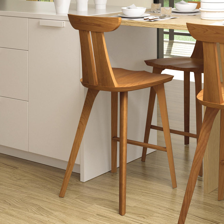 Estelle Natural Cherry Solid Wood Backless Saddle Stool