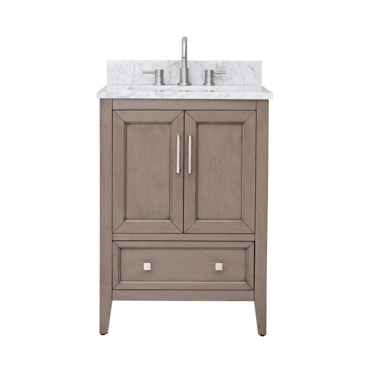 Gray Oak 25" Single Vanity with Carrara White Marble Top