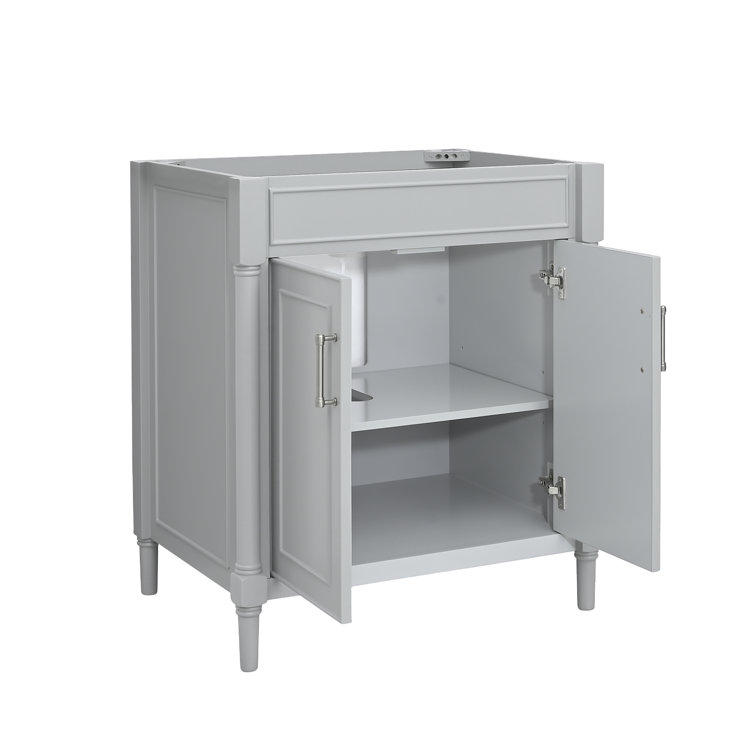 Light Gray Freestanding Single Vanity with Carrara Marble Top