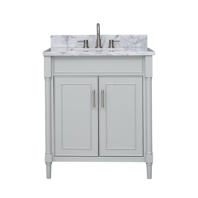 Light Gray Freestanding Single Vanity with Carrara Marble Top