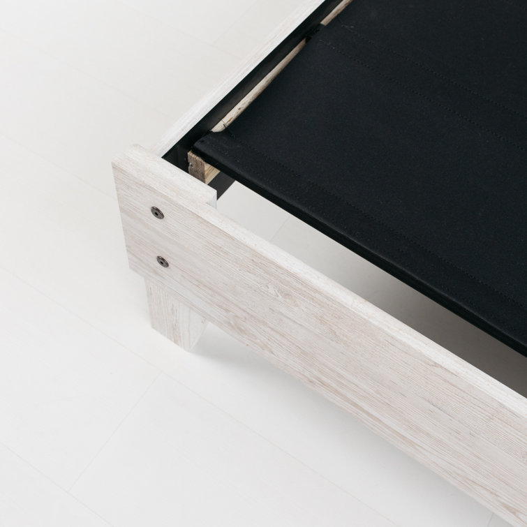Chic Provincial Queen Platform Bed with Wood Frame in White & Dark Charcoal