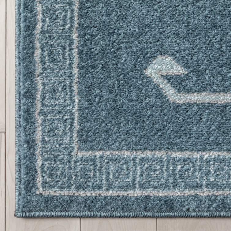 Sydney Dark Blue Geometric Synthetic Rectangular Area Rug