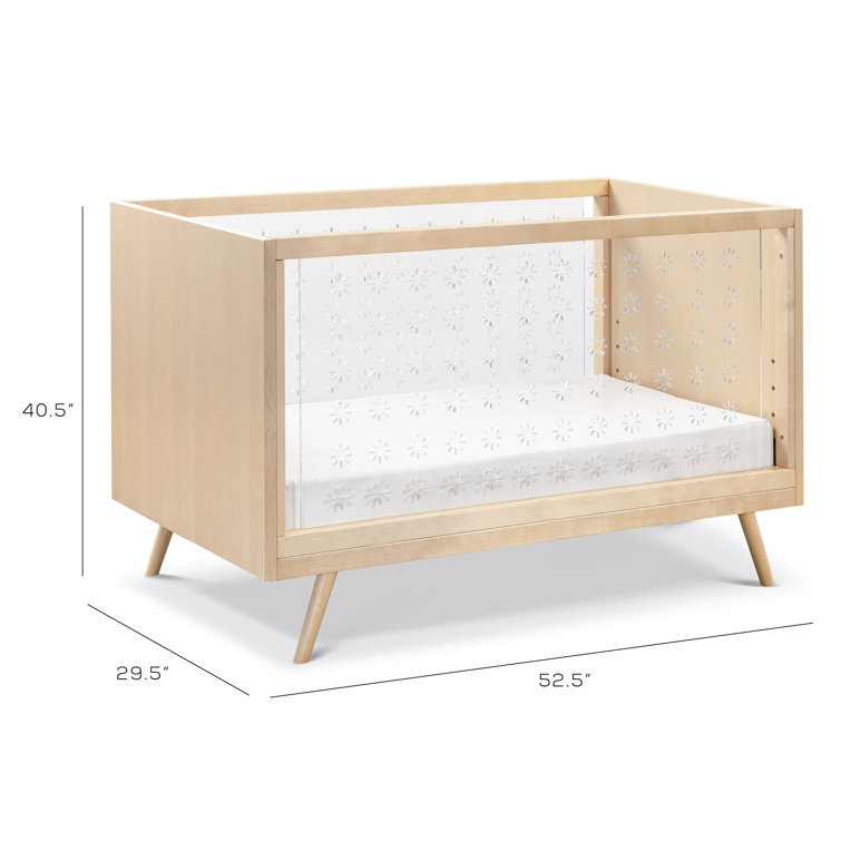 Natural Birch and Clear Acrylic 3-in-1 Convertible Crib