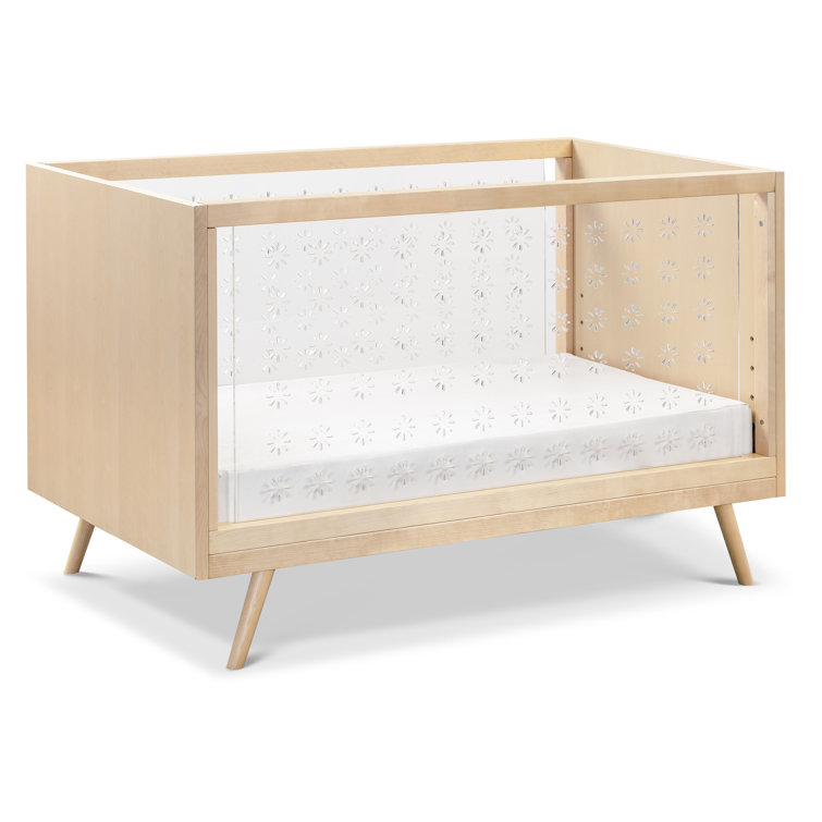Natural Birch and Clear Acrylic 3-in-1 Convertible Crib
