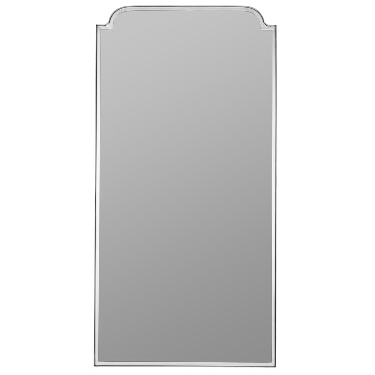 Elegant Full-Length Rectangular Mirror in Glossy Silver and Gold