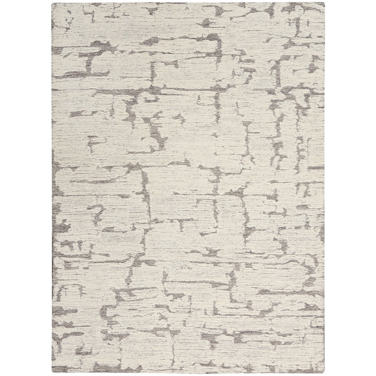 Handmade Gray Abstract Wool Rectangular Area Rug 8'6" x 11'6"