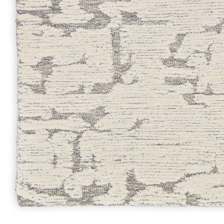 Handmade Gray Abstract Wool Rectangular Area Rug 8'6" x 11'6"
