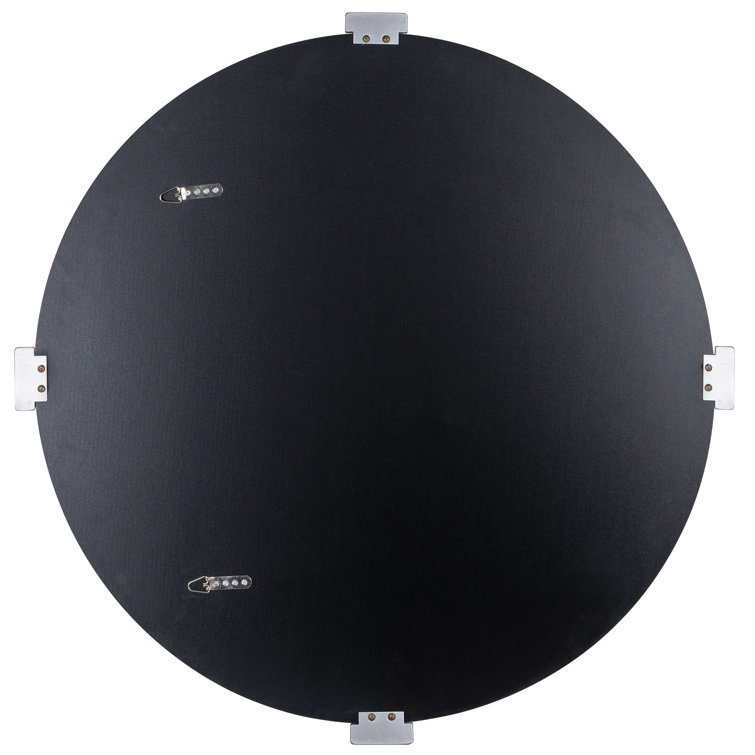 Aubrey Transitional Round Frameless Wall Mirror with Silver Brackets