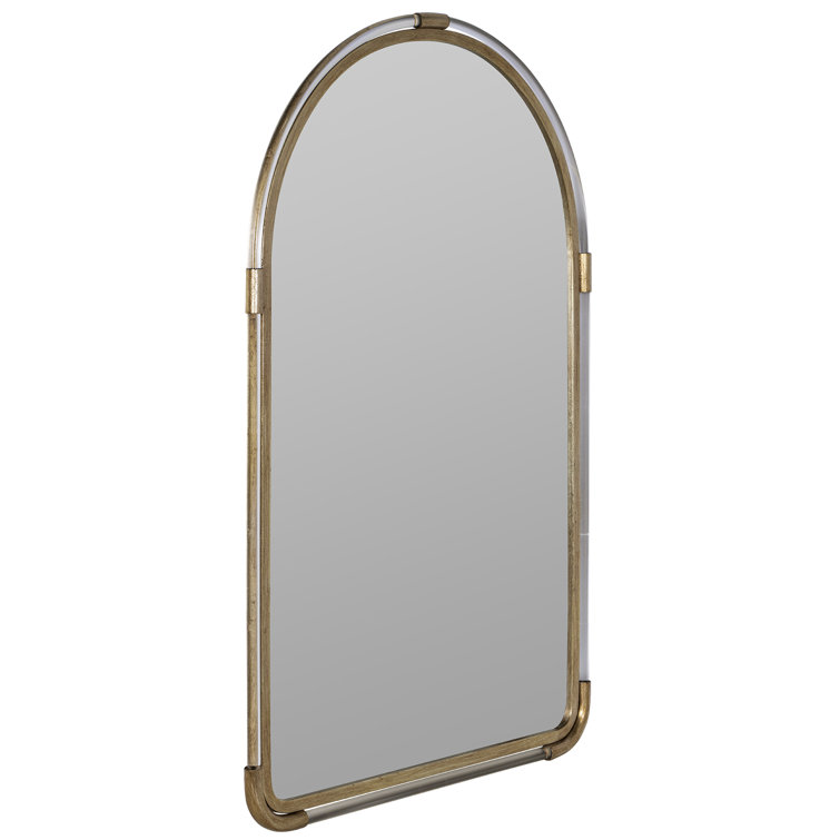 Elegant Arch Gold Metal Framed Wall Accent Mirror