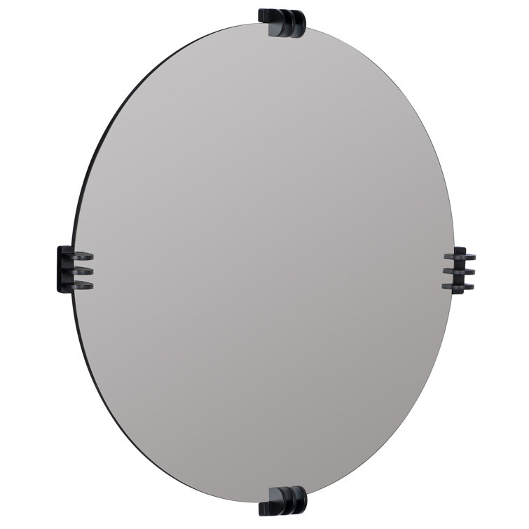 Aubrey Transitional Round Frameless Wall Mirror with Black Claw Brackets