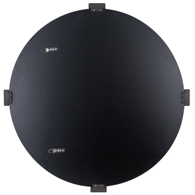 Aubrey Transitional Round Frameless Wall Mirror with Black Claw Brackets