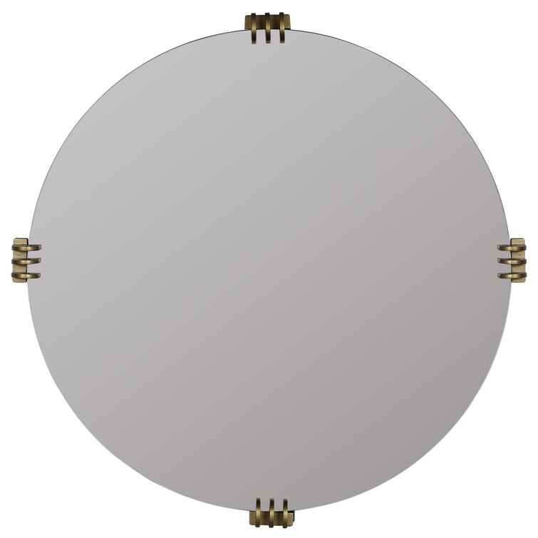 Aubrey 30" Round Frameless Gold Wall Mirror