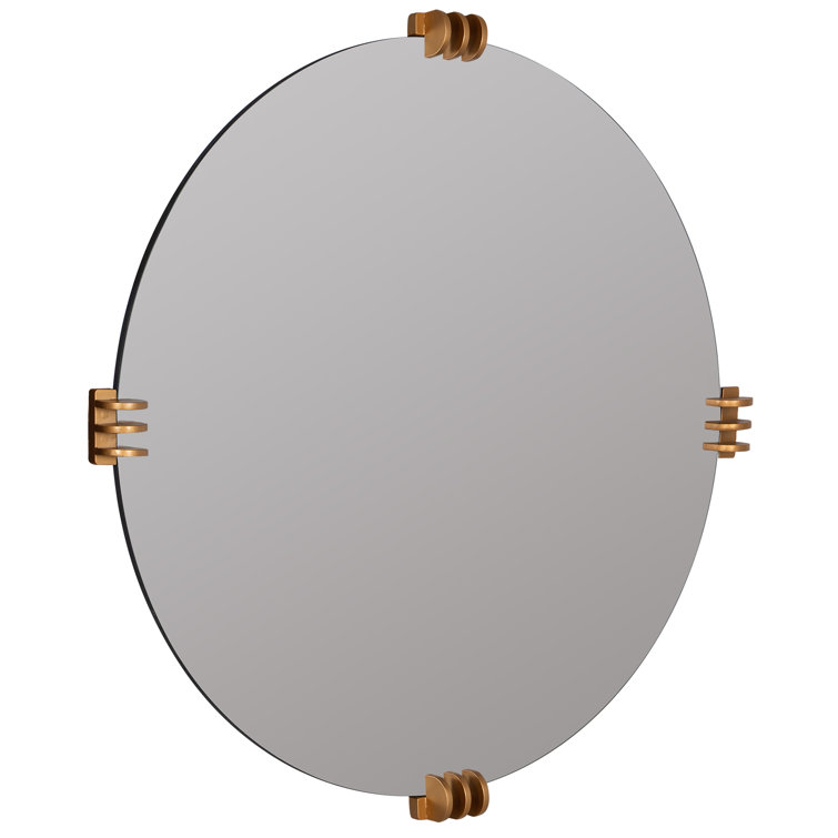 Aubrey 30" Round Frameless Gold Wall Mirror