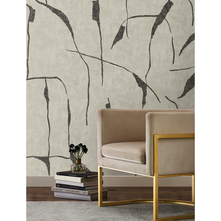 Taupe and Black Abstract Peel and Stick Wallpaper Panels