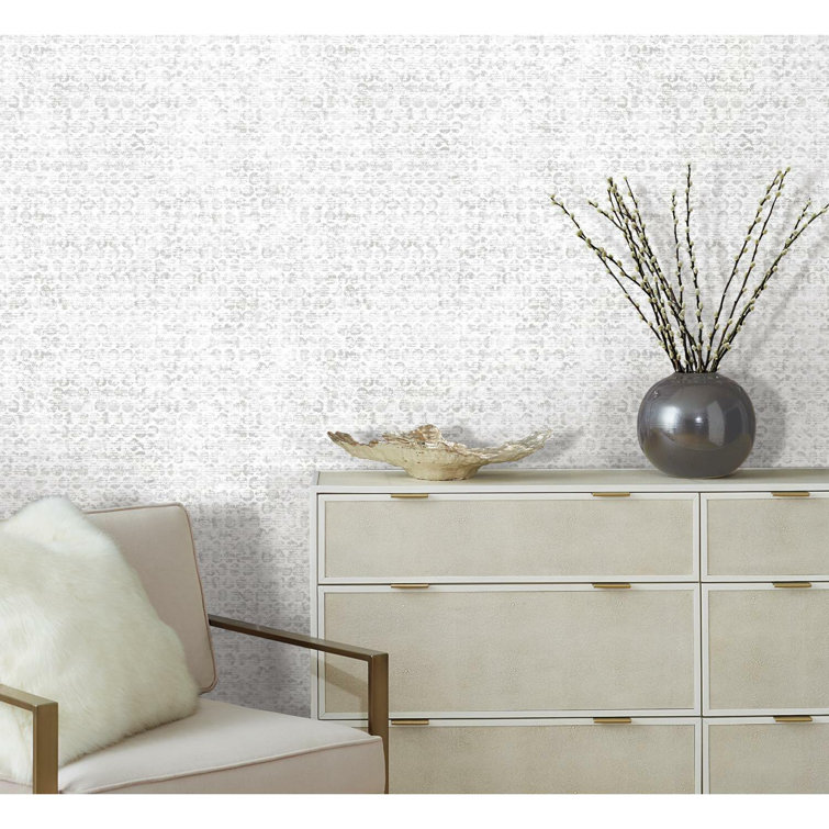White and Gray Textured Peel and Stick Wallpaper Roll