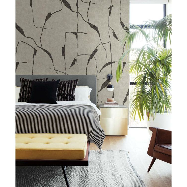 Taupe and Black Abstract Peel and Stick Wallpaper Panels