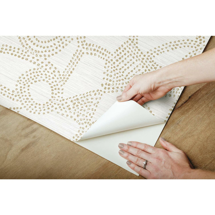 Taupe and White Abstract Peel & Stick Wallpaper Roll
