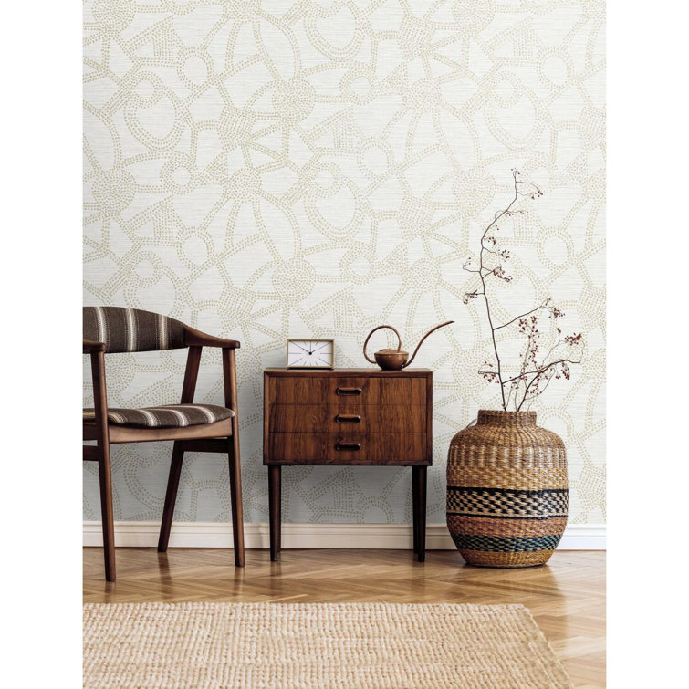 Taupe and White Abstract Peel & Stick Wallpaper Roll
