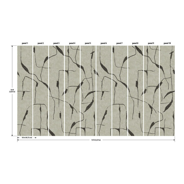 Taupe and Black Abstract Peel and Stick Wallpaper Panels