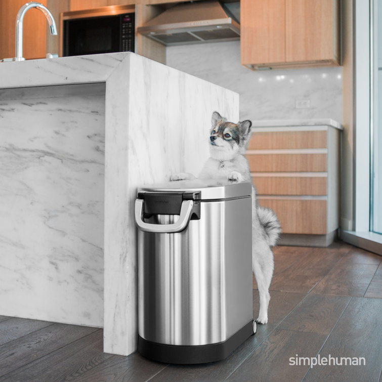 Medium Brushed Stainless Steel Airtight Pet Food Storage Container