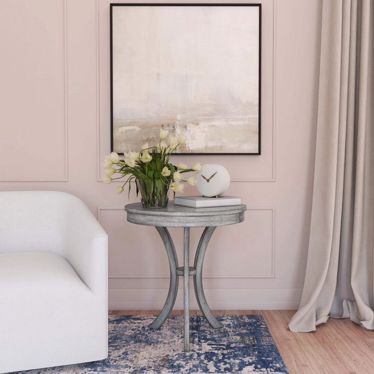 Transitional Powder Grey Driftwood Round Side Table