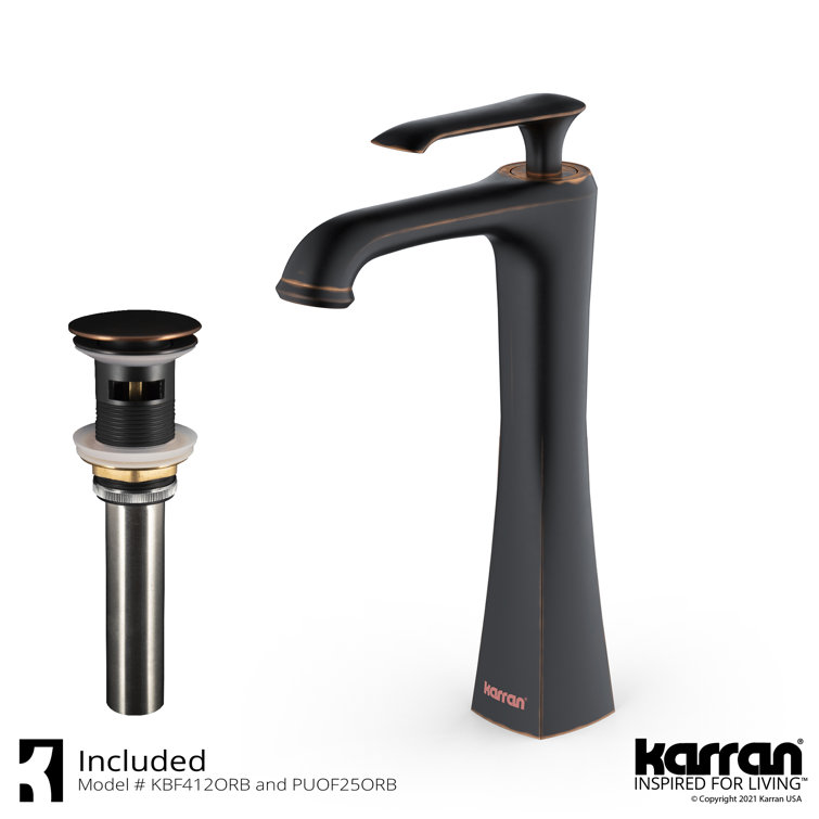 Woodburn Oil Rubbed Bronze Vessel Bathroom Faucet with Pop-Up Drain