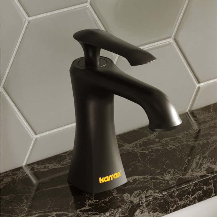 Matte Black Single Handle Bathroom Faucet with Pop-up Drain
