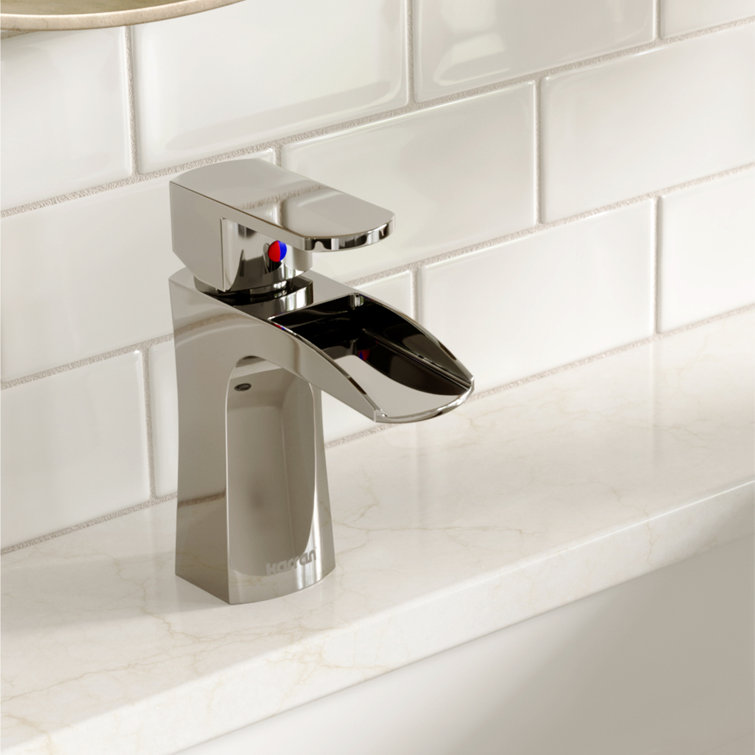 Chrome Single Handle Waterfall Bathroom Faucet with Pop-Up Drain