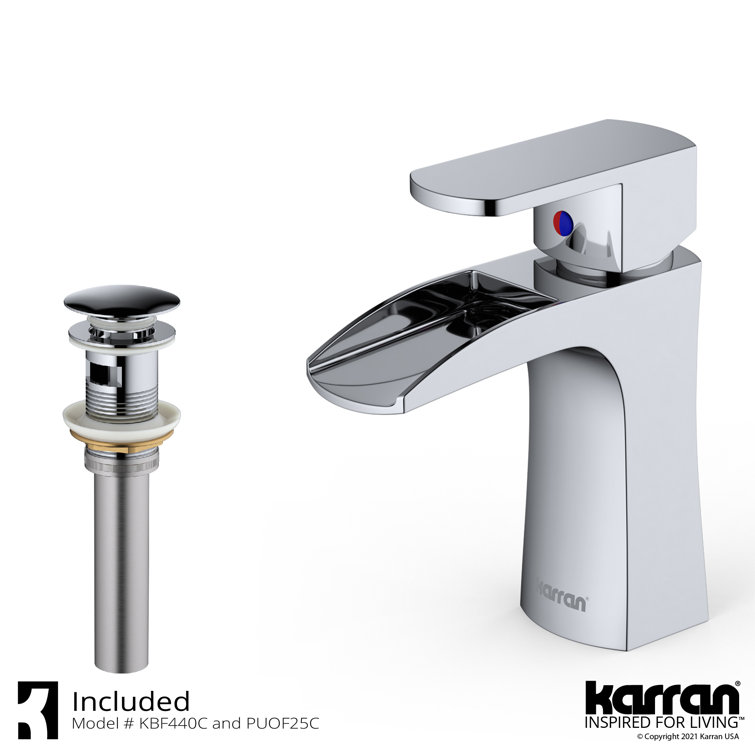 Chrome Single Handle Waterfall Bathroom Faucet with Pop-Up Drain
