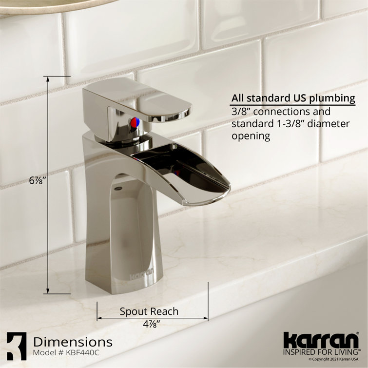 Chrome Single Handle Waterfall Bathroom Faucet with Pop-Up Drain