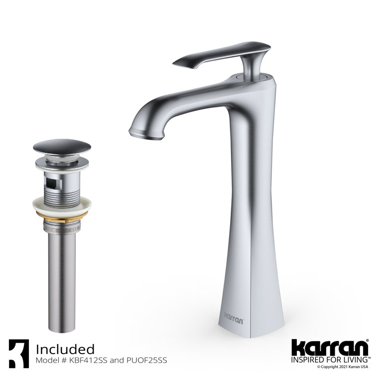Stainless Steel Single Handle Vessel Bathroom Faucet with Pop-Up Drain