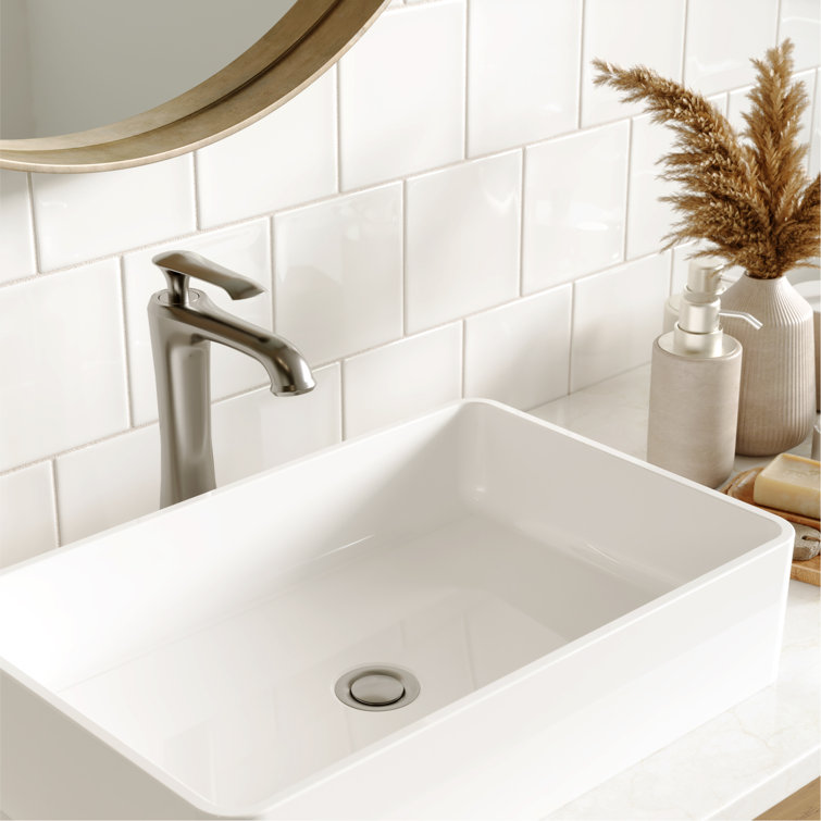 Stainless Steel Single Handle Vessel Bathroom Faucet with Pop-Up Drain