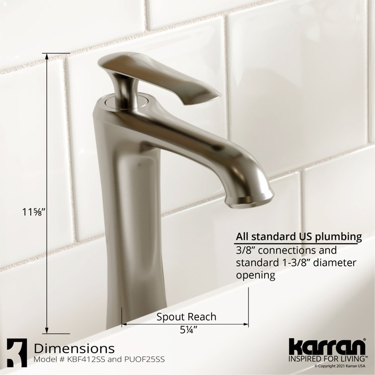 Stainless Steel Single Handle Vessel Bathroom Faucet with Pop-Up Drain