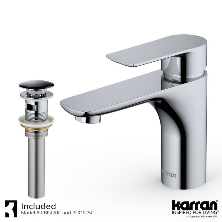 Chrome Single Handle Bathroom Faucet with Pop-Up Drain