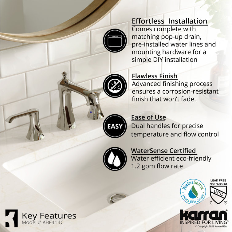 Woodburn Chrome Elegance 6.25'' Widespread Bathroom Faucet with Pop-Up Drain